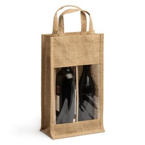 EgotierPro BO7610 - GRACE Laminated jute bag with window and double compartment