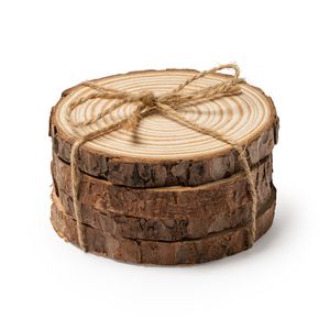 EgotierPro PV4140 - PINEA Fantastic set of 4 coasters made of natural pine wood