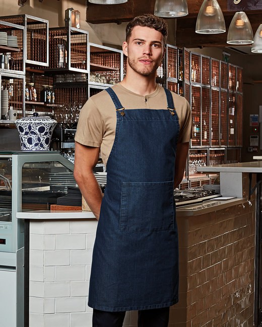 Unisex Dungaree Style Cross Back Barista Bib Apron Restaurant Café Kitchen Cook 