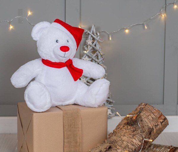 MUMBLES MM573 - Festive Plush Bear with Christmas Hat and Scarf