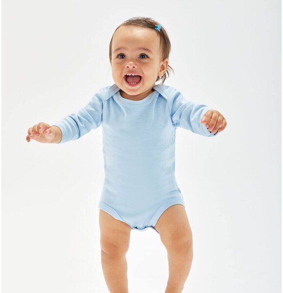 Long-sleeved organic baby bodysuit