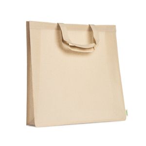 EgotierPro BO7159 - NARBONA 100% organic cotton bag with gusset and reinforced 35 cm short handles