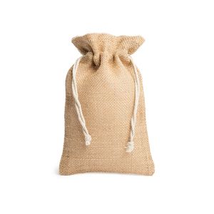 EgotierPro BO7164 - FLAY Sack style bag made of natural jute with cotton drawstring fastening