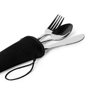 EgotierPro CU4030 - BELVER Fantastic set of stainless steel cutlery presented in a practical neoprene case