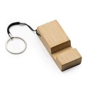 EgotierPro KO4094 - STELO Keyring with mobile stand function made of bamboo