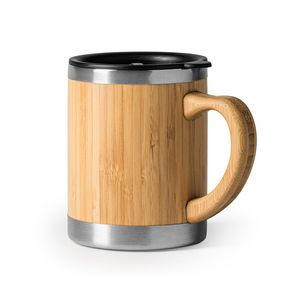 EgotierPro TZ4097 - PANA Stainless steel mug with double wall and bamboo exterior