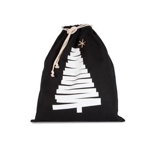 Kimood KI0746 - Saco de algodão com cordão, motivo árvore de Natal.