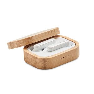 GiftRetail MO6780 - JAZZ BAMBOO TWS earbuds in bamboo case