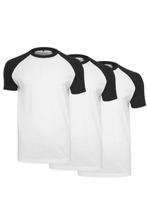 Build Your Brand BY007A - Raglan Contrast Tee 3-Pack