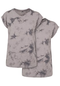 Build Your Brand BY055A - Ladies Batik Dye Extended Shoulder Tee 2-Pack