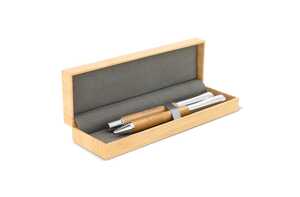 TopPoint LT82154 - Metal ball pen and rollerball set bamboo in gift box