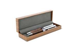 TopPoint LT82155 - Metal ball pen and rollerball set walnut wood in gift box