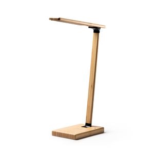 EgotierPro CR2990 - MARSAL Lampada da tavolo pieghevole in bambù con caricatore wireless integrato da 10W