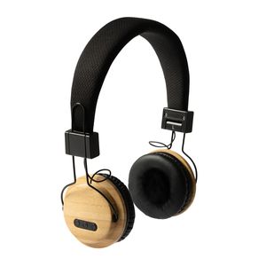 EgotierPro HP3042 - TANGO Adjustable wireless headphones in bamboo and RPET fabric