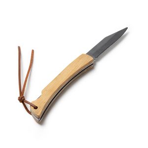 Stamina NA3988 - KAIDE Couteau de poche en acier inoxydable avec manche en bambou naturel