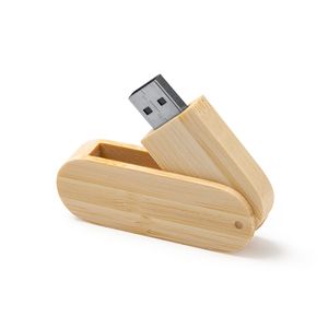 EgotierPro US4191 - GUDAR USB-geheugenstick met hoofdstructuur in natuurlijk bamboe