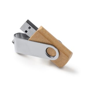 EgotierPro US4196 - VIBO Pamięć USB wykonana z tektury pochodzącej z recyklingu z metalowym obrotowym klipsem