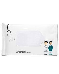 Prime Line PL-1851 - Antibacterial Pouch Wipes Doctor And Nurse 15 Pc
