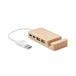 GiftRetail MO2144 - HUBSTAND USB-hubb med 4 portar i bambu