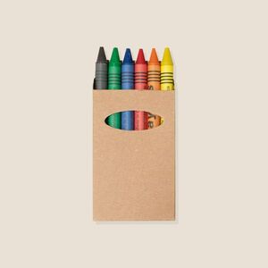 EgotierPro 28236 - Crayons de cire 6 couleurs, boîte kraft