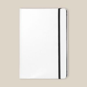 EgotierPro 37088 - Valkoinen PU-kantinen muistikirja, värikäs kuminauha COLORE