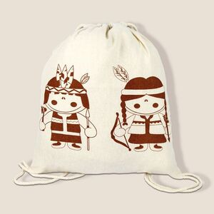EgotierPro 38000 - Cotton Backpack with Child Design & Rope Handles INDIAN