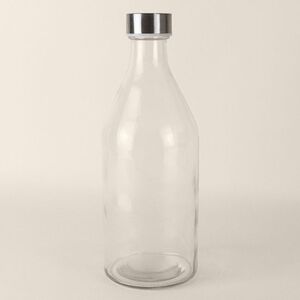 EgotierPro 39523 - Glasflasche mit Edelstahldeckel, 1 Liter MINERAL