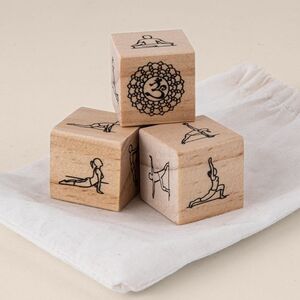 EgotierPro 50627 - Pine Wood Yoga Dice Game with Cotton Bag KALI