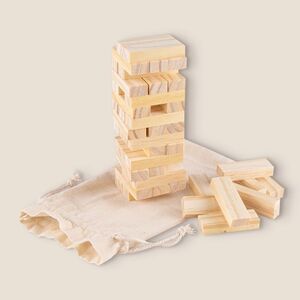 EgotierPro 52531 - Geschicklichkeitsspiel mit 45 Holzteilen im Baumwollsack NAXOS