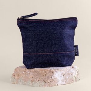 EgotierPro 53007 - Recycled Cotton Denim Toilet Bag with Zipper NASHVILLE