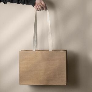 EgotierPro 53575 - Premium Kraft Paper Gift Bag with Cotton Handles STOR