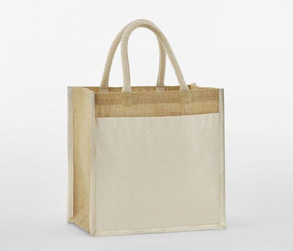 WESTFORD MILL WM483 - COTTON POCKET NATURAL STARCHED JUTE MIDI TOTE