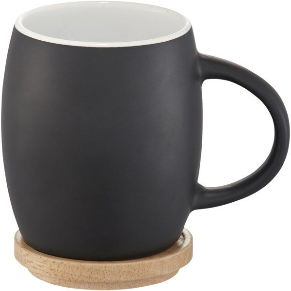 EgotierPro 100466 - Hearth 400 ml ceramic mug with wooden coaster