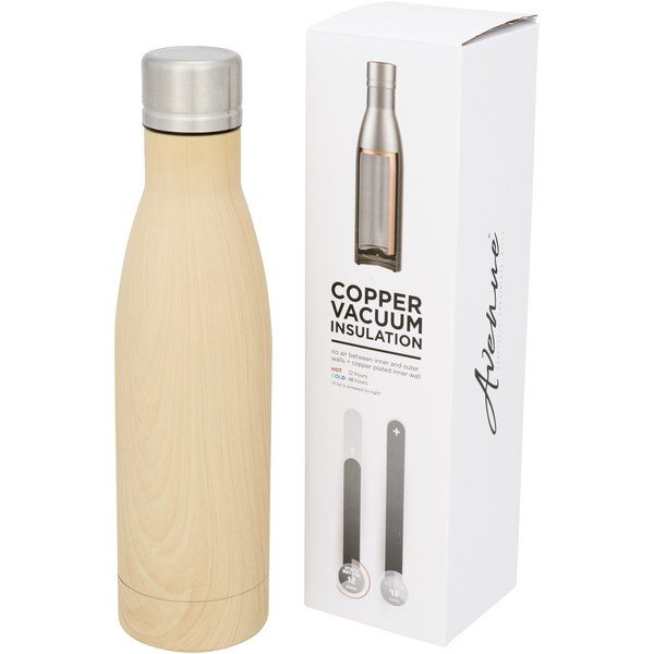 EgotierPro 100515 - Vasa 500 ml wood-look copper vacuum insulated bottle