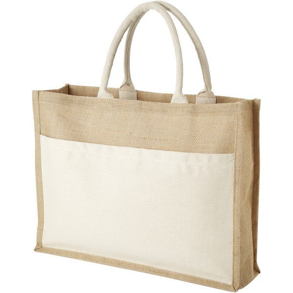 EgotierPro 119526 - Bolsa Tote de yute con bolsillo "Mumbay"