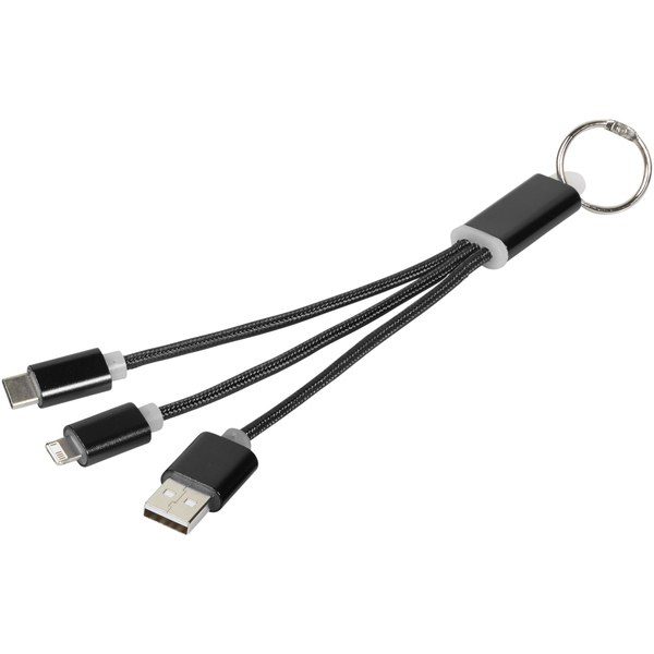 EgotierPro 134961 - Cable de carga 3 en 1 con llavero "Metal"