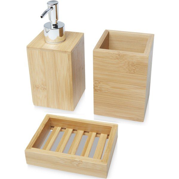 EgotierPro 126195 - Hedon 3-piece bamboo bathroom set