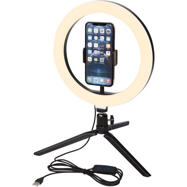 EgotierPro 124248 - Adjustable LED Ring Light Kit for Vlogging and Selfies