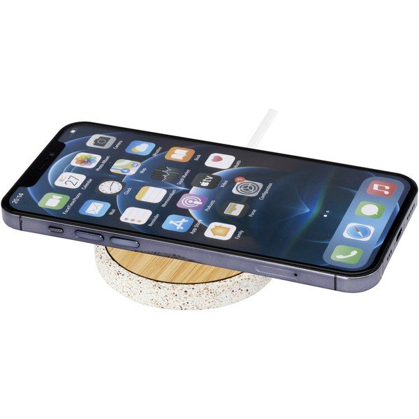 EgotierPro 124275 - Terrazzo 10W wireless bamboo charging pad