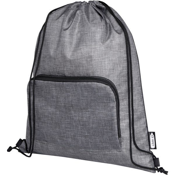 EgotierPro 120646 - Bolsa con cordón plegable reciclada de 7L "Ash"