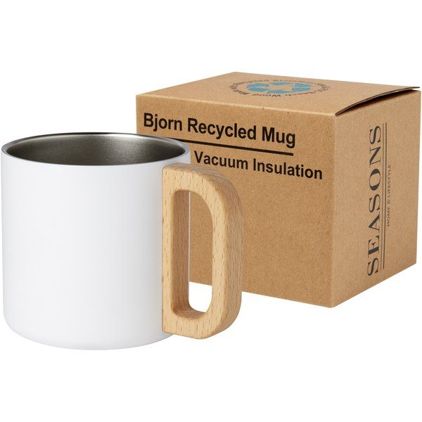 Seasons 100740 - Eco-Friendly Insulated Recycled Steel Mug with Wood Handle