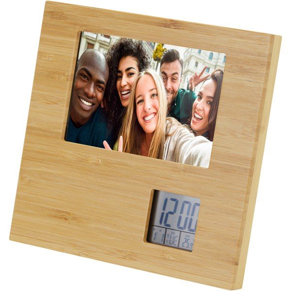 EgotierPro 104560 - Sasa bamboo photo frame with thermometer