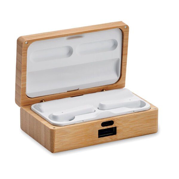 GiftRetail MO2303 - OREBAM TWS earbuds in bamboo case