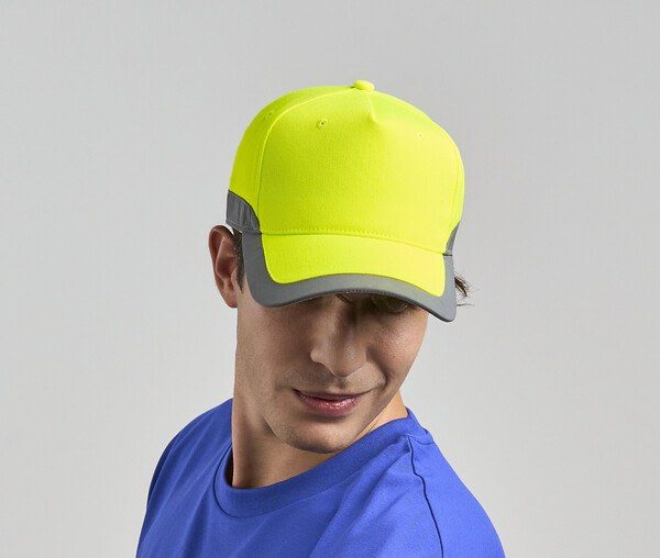 High-visibility 5-panel cap