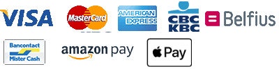 Visa, Mastercard, American Express, CBC/KBC, Belfius, Mister Cash, Amazon Pay, Apple Pay